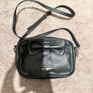 Karl Langerfeld black bow cross body purse